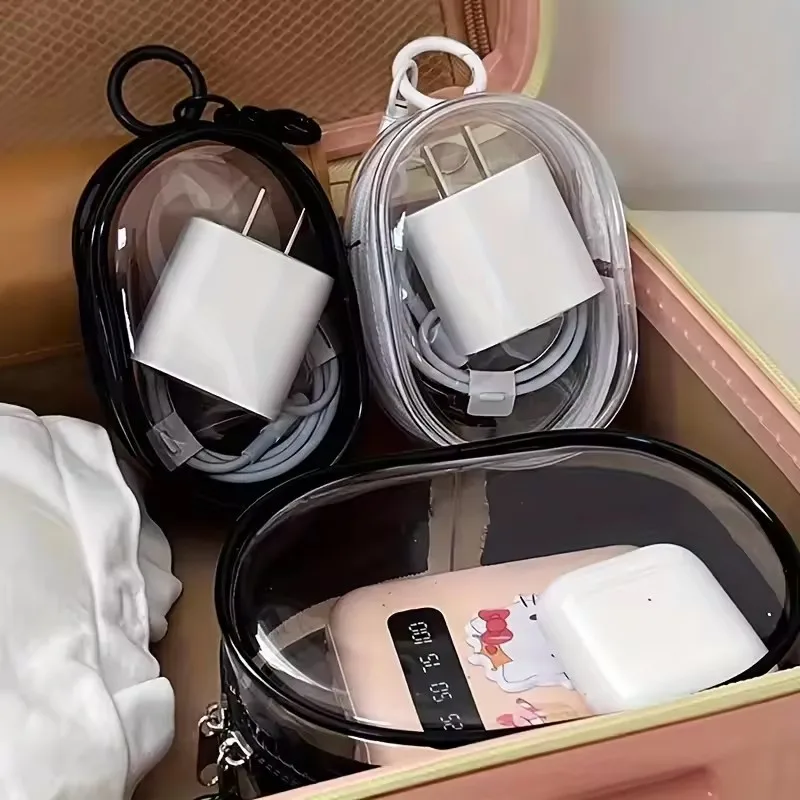Travel Cable Organizer - Taşınabilir Mini Şeffaf Fermuarlı Saklama Çantası
