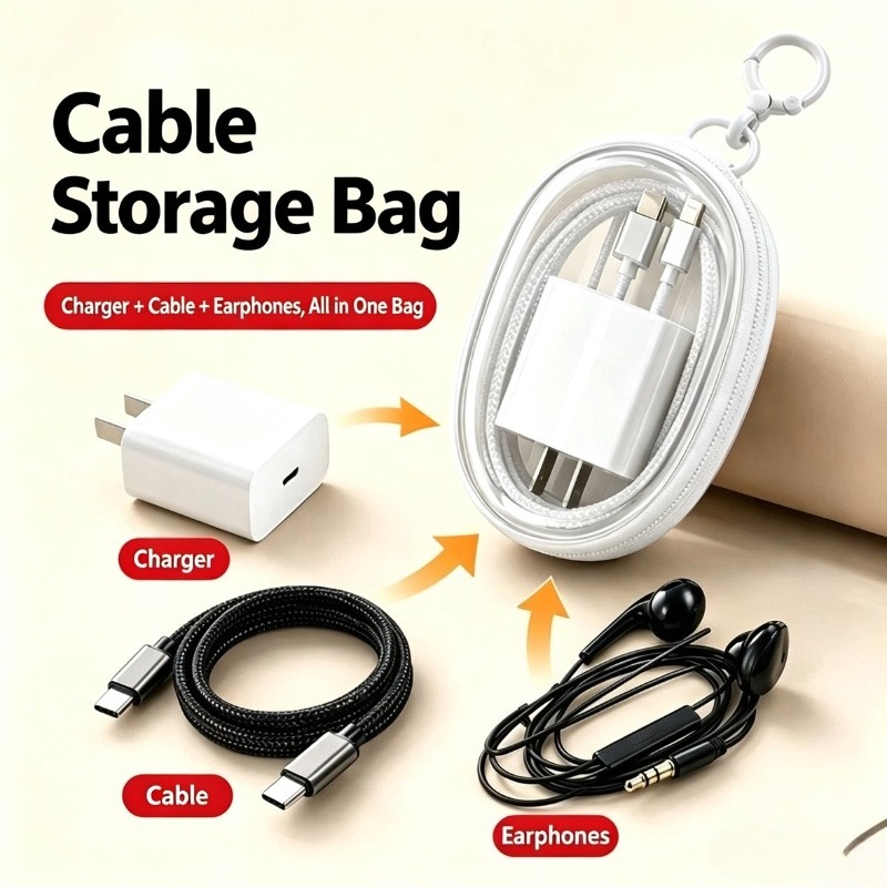 Travel Cable Organizer - Taşınabilir Seyahat Su Geçirmez Veri Kablosu