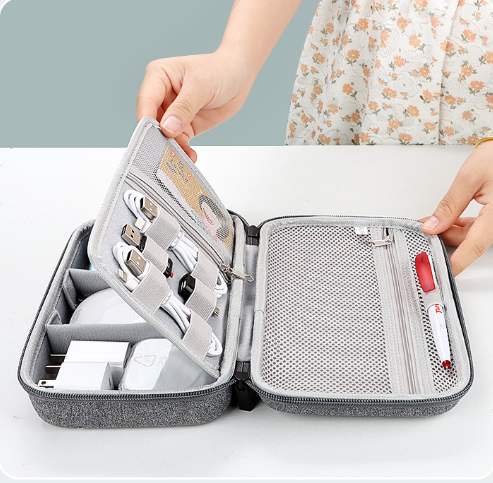 Tech Accessories Travel Organizer Pouch - Taşınabilir Su Geçirmez EVA Sert Kabuklu