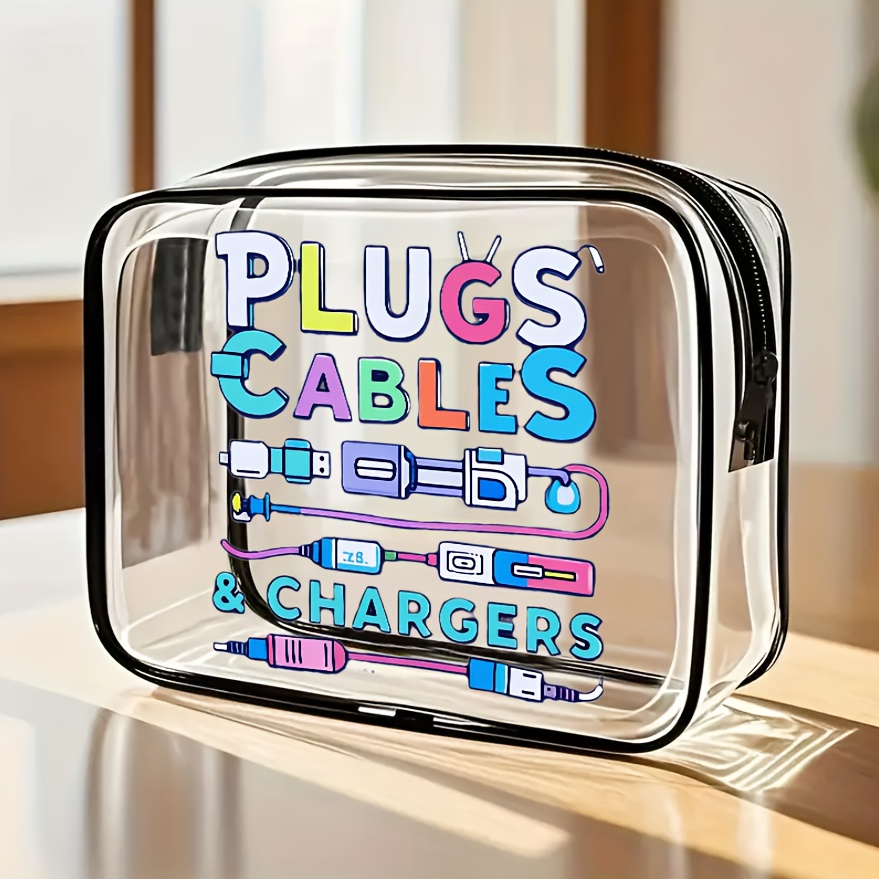 Tech Accessories Travel Organizer Pouch - 1 adet Büyük Şeffaf Kablo Düzenleyici