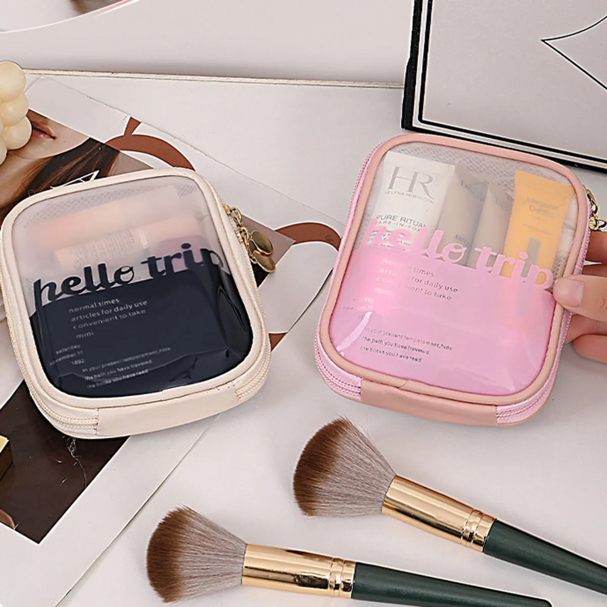 Travel Cable Organizer - Şeffaf Taşınabilir Kozmetik Çantası Ruj Düzenleyici