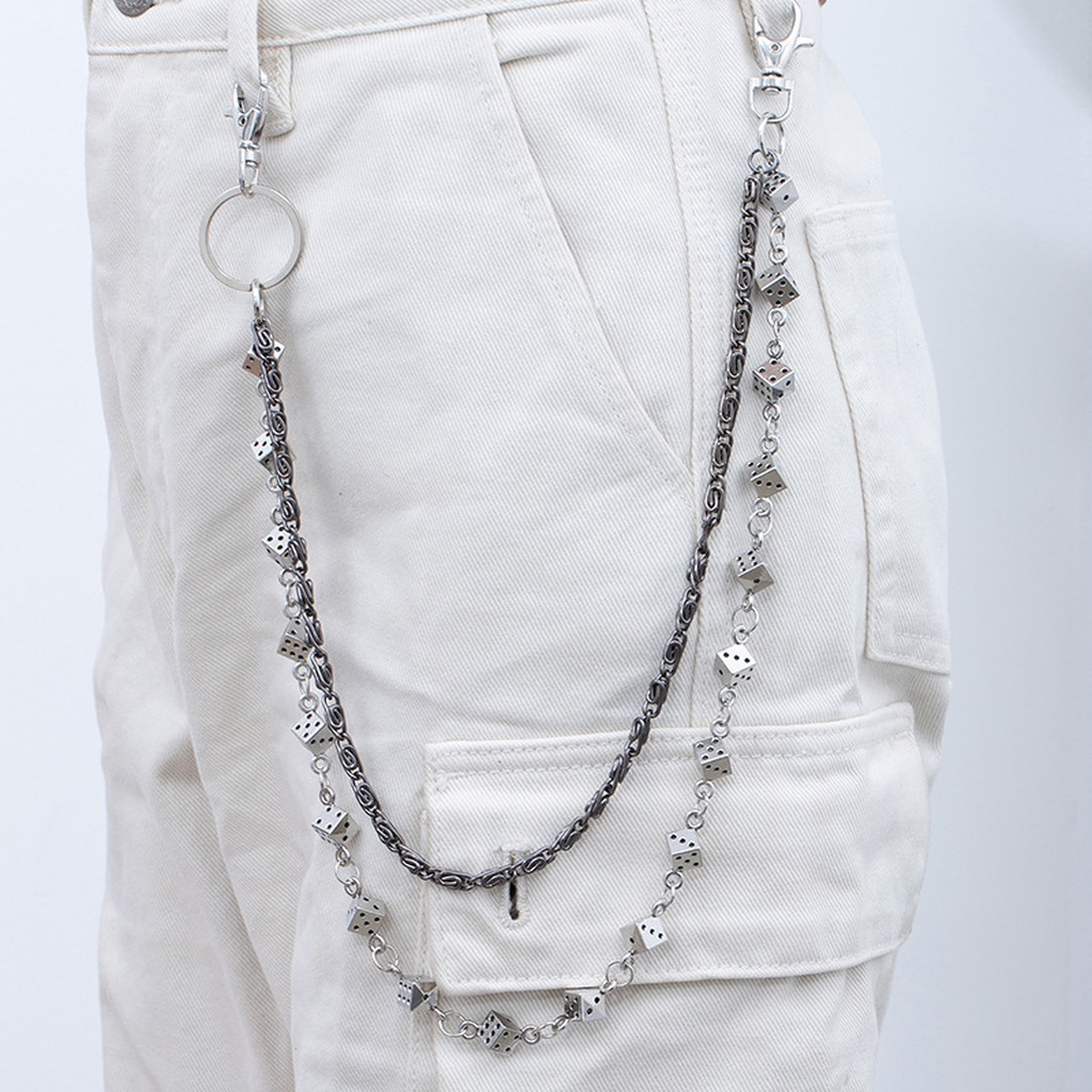 Tech Wear Accessories - Zar desenli pantolon zinciri erkek punk