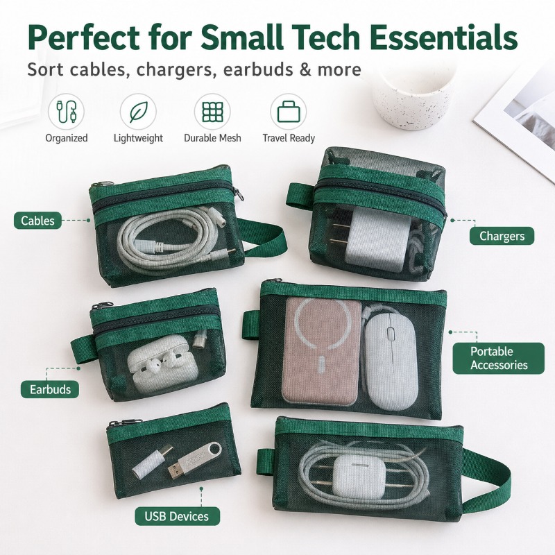 6 adet taşınabilir örgü teknol - Tech Accessories Travel Organizer Pouch incelemesi ve fiyatı